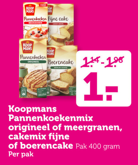 Koopmans   cakemix, pannenkoekenmix folder aanbieding bij  Coop - details