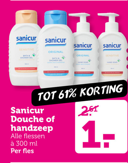 Sanicur   handzeep, douchegel folder aanbieding bij  Coop - details