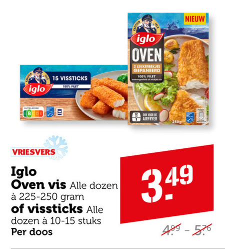 Iglo   vissticks, lekkerbekjes folder aanbieding bij  Coop - details