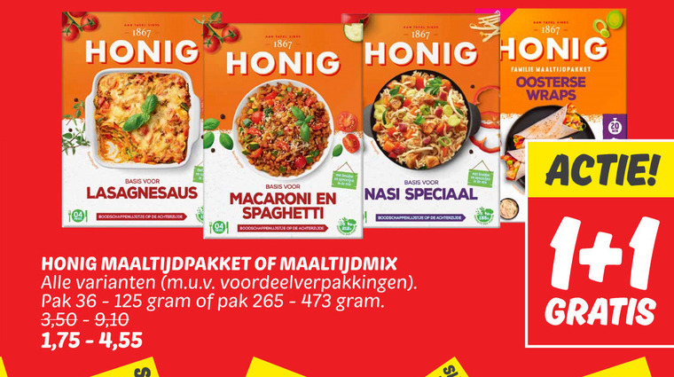 Honig   maaltijdmix folder aanbieding bij  Dekamarkt - details