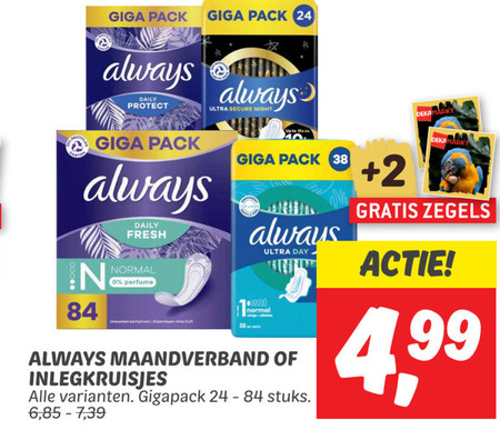 Always   inlegkruisjes, maandverband folder aanbieding bij  Dekamarkt - details