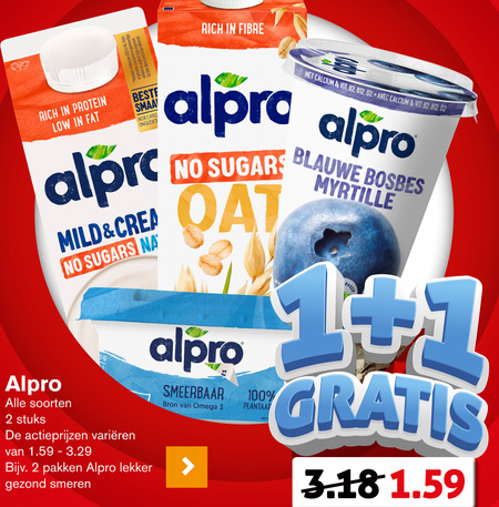 Alpro   soja melk, soja yoghurt folder aanbieding bij  Hoogvliet - details