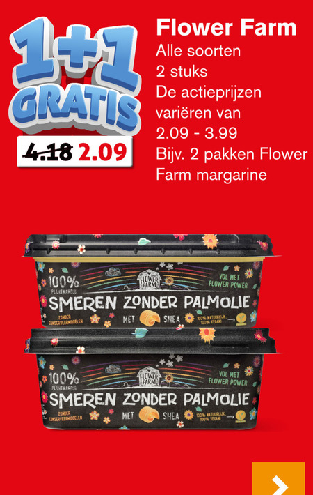 Flower Farm   margarine folder aanbieding bij  Hoogvliet - details