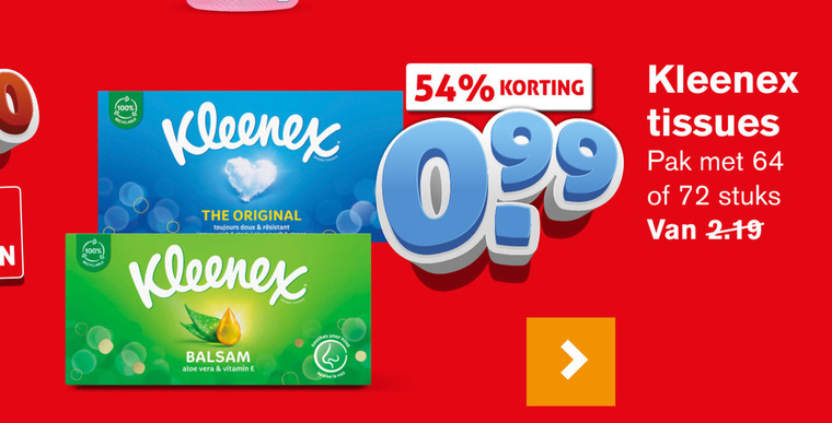 Kleenex   tissue folder aanbieding bij  Hoogvliet - details