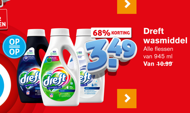 Dreft   wasmiddel folder aanbieding bij  Hoogvliet - details