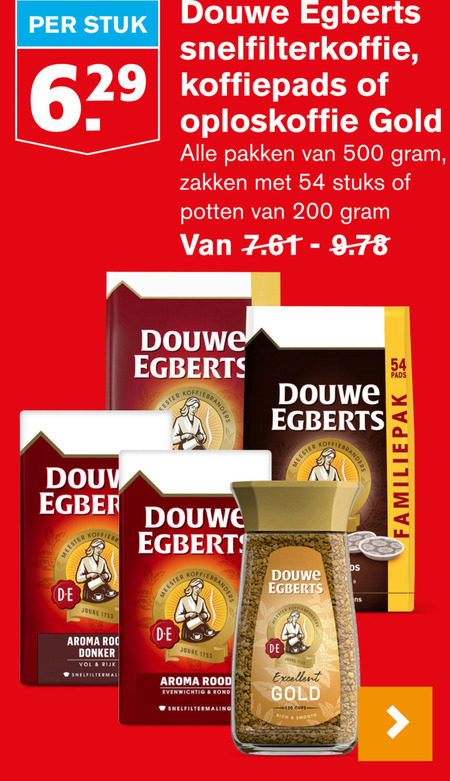 Douwe Egberts   koffiepad, oploskoffie folder aanbieding bij  Hoogvliet - details