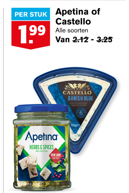 Apetina   feta, blauwe kaas folder aanbieding bij  Hoogvliet - details