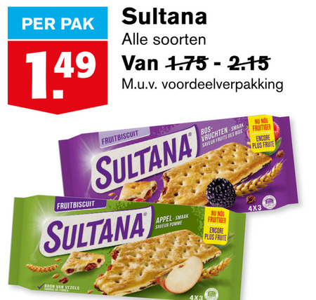 Sultana   fruitbiscuit folder aanbieding bij  Hoogvliet - details