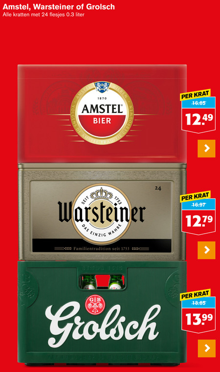 Warsteiner   krat bier folder aanbieding bij  Hoogvliet - details