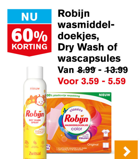 Robijn   wasmiddel folder aanbieding bij  Hoogvliet - details