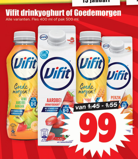 Vifit   drinkyoghurt folder aanbieding bij  Dirk - details