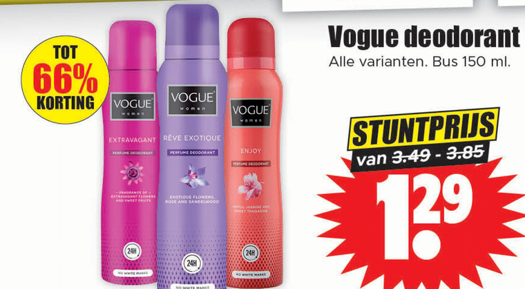 Vogue   deodorant folder aanbieding bij  Dirk - details