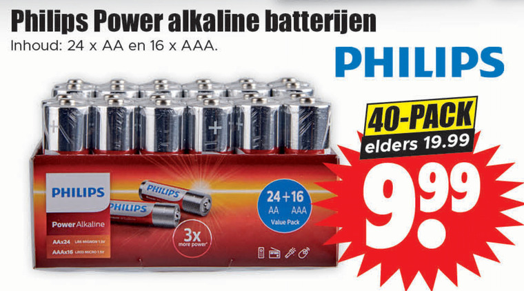 Philips   batterij folder aanbieding bij  Dirk - details