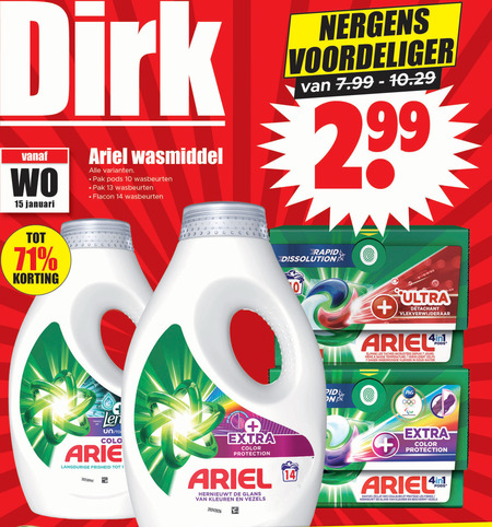 Ariel   wasmiddel folder aanbieding bij  Dirk - details