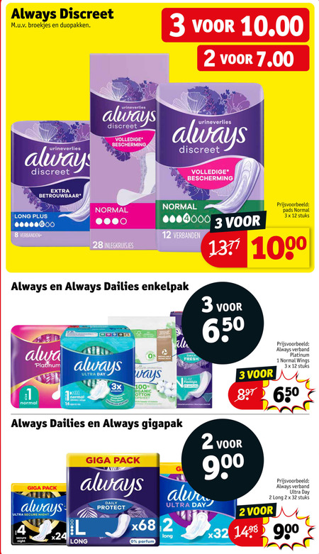 Always   maandverband, inlegkruisjes folder aanbieding bij  Kruidvat - details