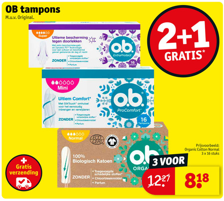 O.B.   tampons folder aanbieding bij  Kruidvat - details