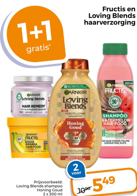 Garnier Loving Blends   haarverzorging, hairspray folder aanbieding bij  Trekpleister - details