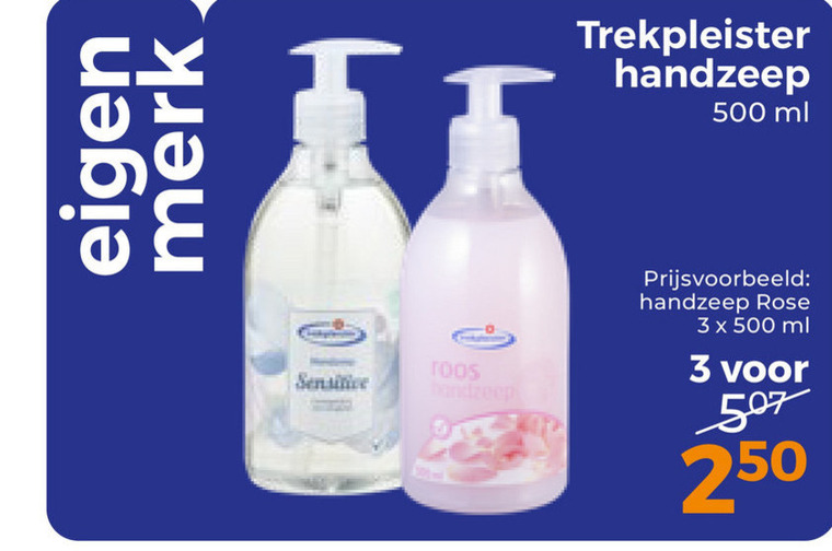 Trekpleister Huismerk   handzeep folder aanbieding bij  Trekpleister - details