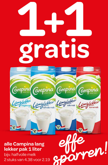 Campina   karnemelk, melk folder aanbieding bij  Spar - details