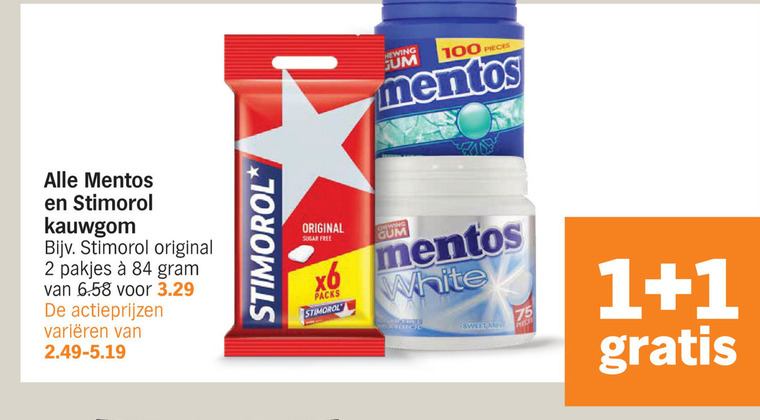 Mentos   kauwgom folder aanbieding bij  Albert Heijn - details