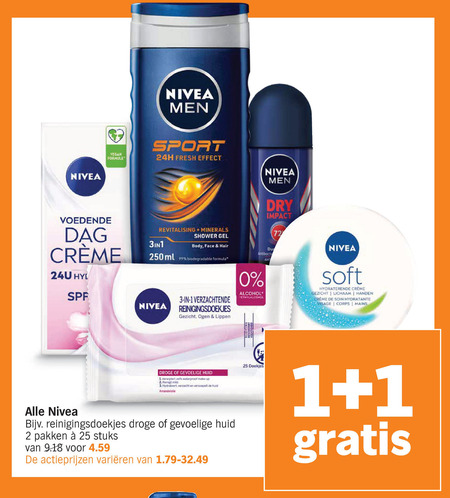 Nivea   bodylotion, dagcreme folder aanbieding bij  Albert Heijn - details