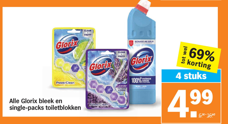 Glorix   toiletblok, bleekmiddel folder aanbieding bij  Albert Heijn - details