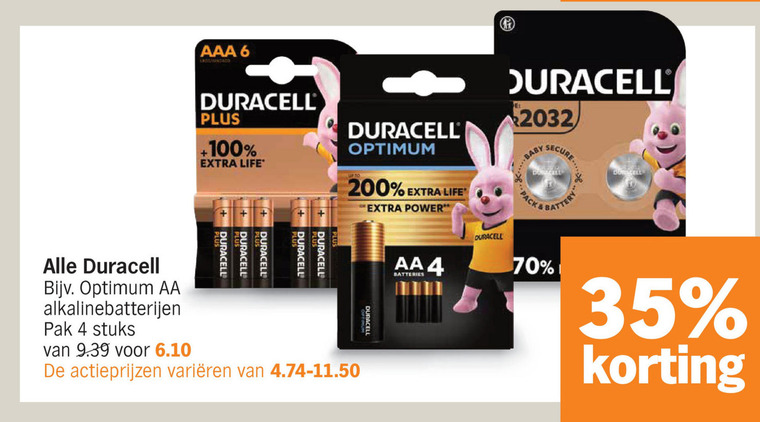 Duracell   batterij folder aanbieding bij  Albert Heijn - details