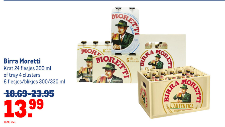 Birra Moretti   blikje bier, krat bier folder aanbieding bij  Makro - details