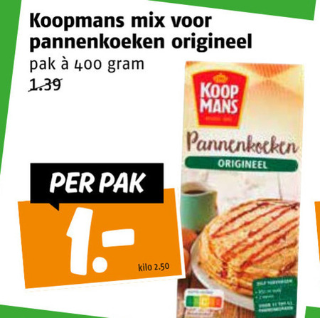 Koopmans   pannenkoekenmix folder aanbieding bij  Poiesz - details