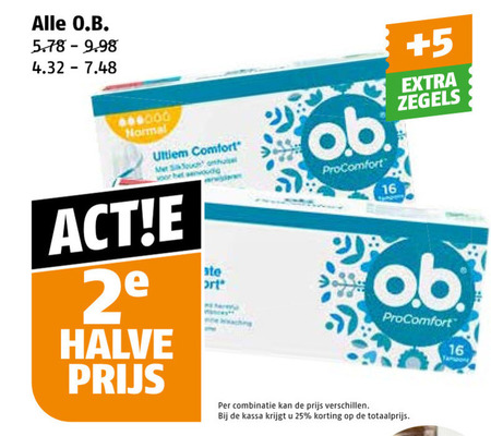 O.B.   tampons folder aanbieding bij  Poiesz - details