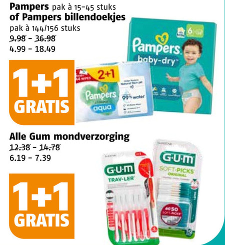 Pampers   interdentale ragers, billendoekjes folder aanbieding bij  Poiesz - details