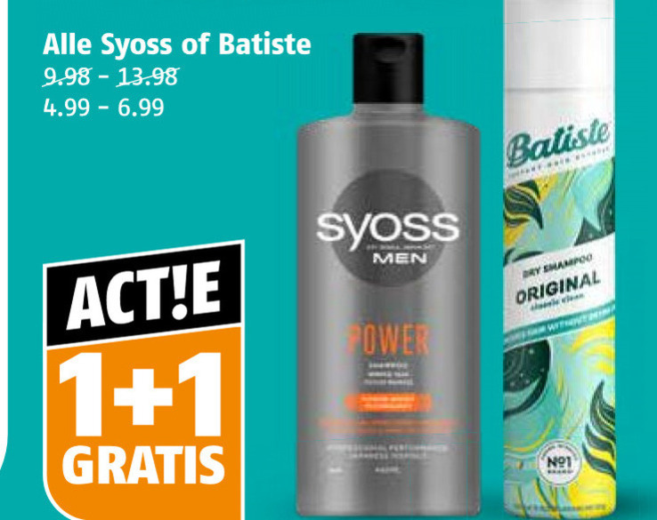 Syoss   droogshampoo, shampoo folder aanbieding bij  Poiesz - details