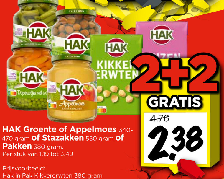 Hak   appelmoes, groenteconserven folder aanbieding bij  Vomar - details