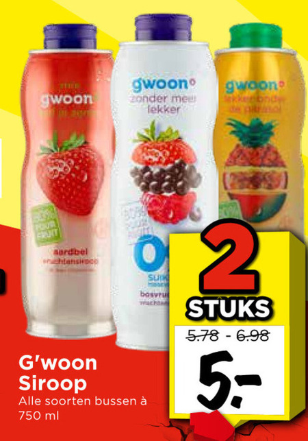 Gwoon   limonadesiroop folder aanbieding bij  Vomar - details