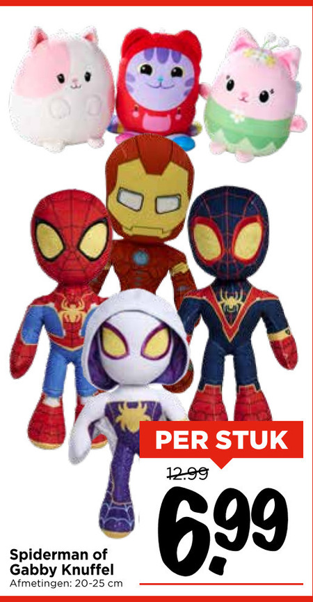 Spiderman   pluche en knuffels folder aanbieding bij  Vomar - details