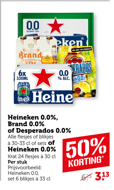 Heineken 0.0   alcoholvrij bier, krat bier folder aanbieding bij  Coop - details