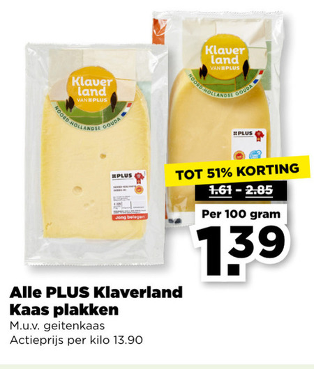 Klaverland   kaasplakken folder aanbieding bij  Plus - details