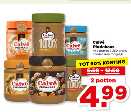 Calve   pindakaas folder aanbieding bij  Plus - details