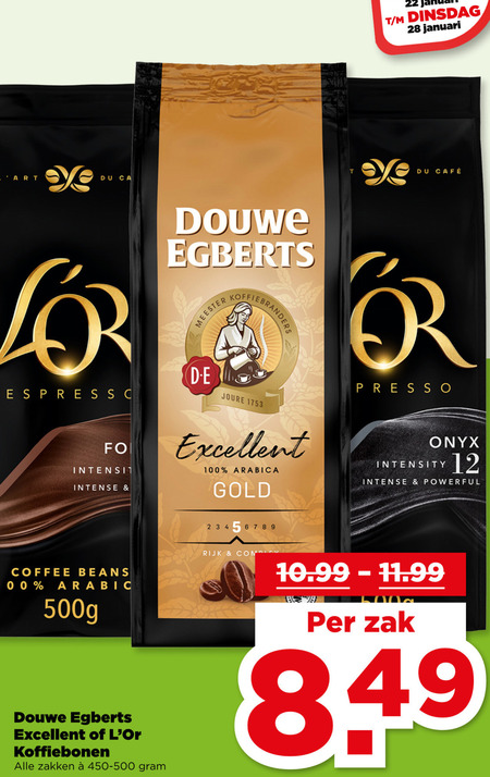 Douwe Egberts   koffiebonen folder aanbieding bij  Plus - details