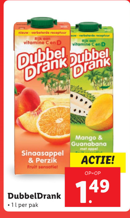 Dubbeldrank   fruitdrank folder aanbieding bij  Lidl - details