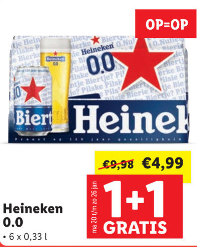 Heineken 0.0   blikje bier folder aanbieding bij  Lidl - details