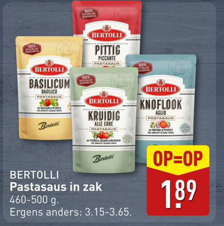 Bertolli   pastasaus folder aanbieding bij  Aldi - details