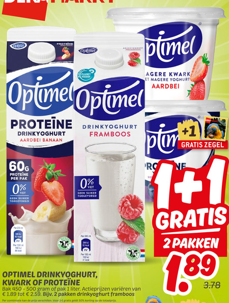 Optimel   drinkyoghurt, kwark folder aanbieding bij  Dekamarkt - details