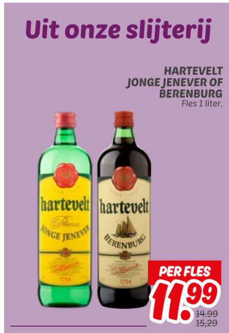 Hartevelt   jenever, berenburg folder aanbieding bij  Dekamarkt - details