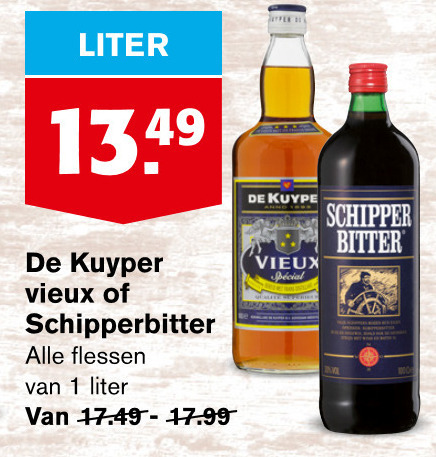 Schipperbitter   vieux, kruidenbitter folder aanbieding bij  Hoogvliet - details