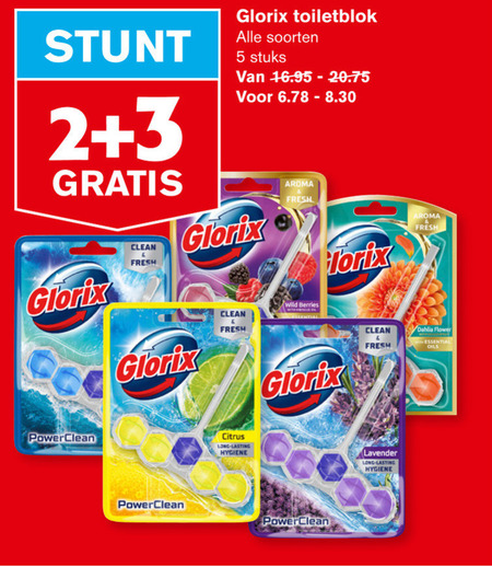 Glorix   toiletblok folder aanbieding bij  Hoogvliet - details