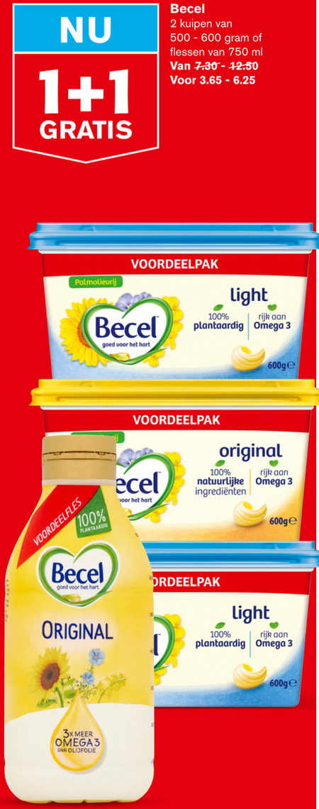 Becel   margarine, olie en vetten folder aanbieding bij  Hoogvliet - details