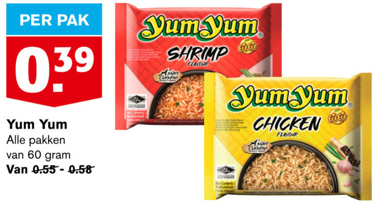 Yum Yum   noodles folder aanbieding bij  Hoogvliet - details