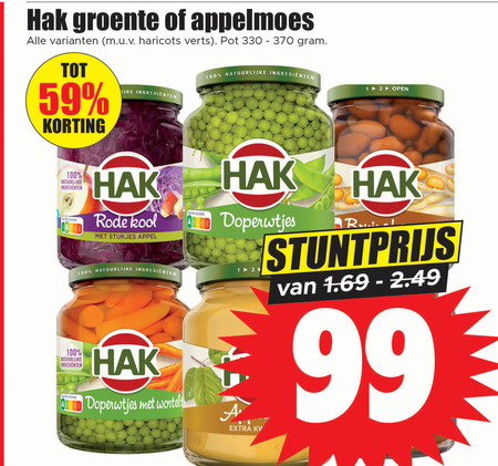 Hak   appelmoes, groenteconserven folder aanbieding bij  Dirk - details