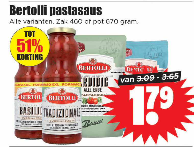 Bertolli   pastasaus folder aanbieding bij  Dirk - details